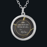 Collar Plateado Aceite de tinta negro y 💡 dorado moderno abstract<br><div class="desc">Aceite de tinta negro y dorado 💡 moderno Resumen - Elegante y lujoso ✨ 💍 Celebrar su día especial con sofisticación! Nuestra impresionante suite boda abstracta de color negro y dorado presenta un diseño lujoso que lo hace minimalista y elegante. El atrevido fondo negro con brillantes acentos dorados exude elegancia...</div>