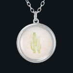 Collar Plateado Acuarela Cactus Simple Southwestern Design<br><div class="desc">Acuarela Cactus Simple Southwestern Design</div>