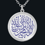 Collar Plateado Alá Alhamdulillah Islam calilisis musulmana<br><div class="desc">Hermoso diseño de caligrafía islámica para él/ella.Significado: "No existe Dios,  pero Alá y Mohammad PBUH es el último profeta de Alá".</div>