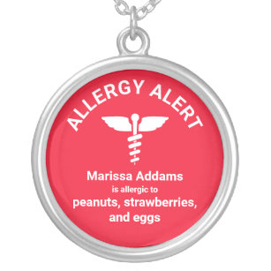 Collar Plateado Alerta médica alérgica