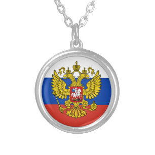 Collar Plateado Amar a Rusia y la bandera rusa Р de moda y deporte