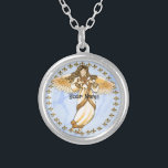 Collar Plateado Ángel cristiano de oro<br><div class="desc">Collares de Ángel de Oro, camisetas y regalos de Ángel por el Ilustracion ArtMuvz. Hermosa camiseta del Ángel de Oro, cumpleaños del Ángel Cristiano y regalos de navidades, bolsa de té, taza, gorra. Los regalos de ángel son una manera reflexiva y significativa de mostrar a alguien a quien le importa....</div>