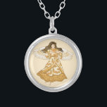 Collar Plateado Ángel cristiano de verano<br><div class="desc">Collares de verano de ángel, camisetas y regalos de ángel por el Ilustracion ArtMuvz. Camiseta Ángel encantadora, cumpleaños Ángel Cristiano y regalos de navidades, bolsa de té, taza, gorra. Los regalos de ángel son una manera reflexiva y significativa de mostrar a alguien a quien le importa. Los regalos de ángel...</div>