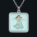 Collar Plateado Ángel oceánico cristiano<br><div class="desc">Collares de ángel oceánico, prendas de vestir de ángel, camisetas de ángel, regalos de ángel de Ilustracion ArtMuvz. Camiseta Ángel para mamá, papá, niños, bebé. cumpleaños de Ángel Cristiano y regalos de navidades, bolsa de té náutico, taza, gorra. Camiseta Ángel, regalos y ropa. Los regalos de ángel son una manera...</div>