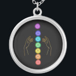Collar Plateado *~* Aprovecha Los Símbolos Chakra   Manos De Curac<br><div class="desc">JOYA plateada CON INTENCIÓN (R) - Joyería Enérgicamente Mejorada. Chakra y las manos curadoras sobre un fondo negro. Como sanador profesional de la energía espiritual a distancia desde 2001, he aprendido, desarrollado y utilizado el poder de la intención de sanar la energía. Toda mi JOYA CON INTENCIÓN (R) lleva la...</div>