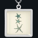 Collar Plateado Aquamarine Triple Starfish<br><div class="desc">Esta imagen de los diferentes tipos de peces estrella será una gran adición en tu colección de criatura marina. Se puede ir a la playa a cazar estrellas de mar o a jugar en la arena. Esta imagen es perfecta para aquellos que aman la vida marina y quieren llevarla a...</div>