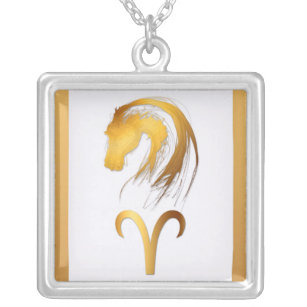 Collar Plateado Aries Astrología occidental china de caballos