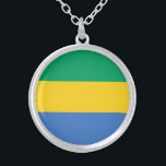 Collar Plateado Bandera de Gabón<br><div class="desc">Bandera patriótica de Gabón.</div>
