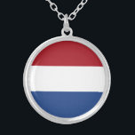 Collar Plateado Bandera de los Países Bajos<br><div class="desc">Bandera patriótica de los Países Bajos.</div>
