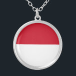 Collar Plateado Bandera de Mónaco<br><div class="desc">Bandera patriótica de Mónaco.</div>