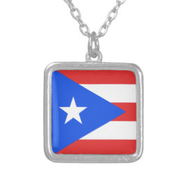 Collar Plateado Bandera de Puerto Rico