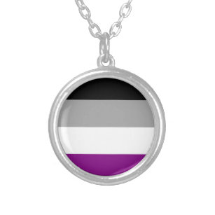 Collar Plateado Bandera del Orgullo Asexual