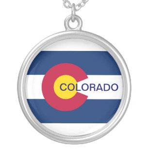 Collar Plateado Bandera Estatal de Colorado