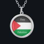 Collar Plateado Bandera palestina Free Palestine personalizada<br><div class="desc">Bandera palestina Free Palestine personalizada</div>