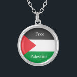 Collar Plateado Bandera palestina Free Palestine personalizada<br><div class="desc">Bandera palestina Free Palestine personalizada</div>