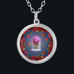 Collar Plateado Belleza mágica rosa roja encantada<br><div class="desc">escote</div>