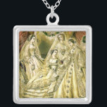Collar Plateado Boda de la vieja novia<br><div class="desc">Esta hermosa imagen antigua fue creada en 1861,  mostrando a una novia rodeada por su fiesta nupcial. ¡Una bella adición para cualquier novia!</div>