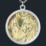 Collar Plateado Boda de la vieja novia<br><div class="desc">Esta hermosa imagen antigua fue creada en 1861,  mostrando a una novia rodeada por su fiesta nupcial. ¡Una bella adición para cualquier novia!</div>