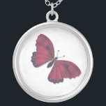 Collar Plateado Bridesmaid Necklal Mariposa Brocade rojo<br><div class="desc">El collar de la dama de honor de la mariposa en morado es un gran regalo para sus asistentes, especialmente si ha usado este tema para el boda. Esto es parte de la colección de brocados de mariposa para Bodas de color rojo vivo. Habrá otros cuatro coloridos con tonos de...</div>