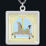 Collar Plateado Caballo de carrusel por June Erica Vess<br><div class="desc">Gallop en la ronda de alegre con esta huella de caballo carrusel de June Erica Vess! El caballo tiene su haber tirado de vuelta para divertirlo,  listo para llevar a otro niño a dar un giro. ¡Pide tu copia hoy!</div>