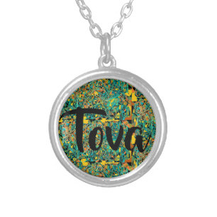 Collar Plateado Caligrafía tova y arte abstracto