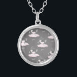 Collar Plateado Chicas Ballerina de la Corazón Rosa y Gris Moda ca<br><div class="desc">escote</div>