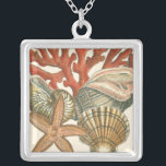 Collar Plateado Colección Sealife<br><div class="desc">Esta impresión de arte muestra imágenes nítidas y vívidas con un alto grado de precisión de color. Obtén tu colección de mariscos hoy en esta huella vintage. Su hermoso arrecife de coral rojo y su hermosa estrella de mar serán excelentes en cualquier producto.</div>