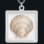 Collar Plateado Concha de mar rosa y crema<br><div class="desc">A Megan Meagher le encanta pintar fotos de las hermosas colecciones de los océanos. Capta las ofertas más naturales pero hermosas de la naturaleza en la vida marina. En esta pintura clásica y sencilla, se respira la sencillez de una bonita concha de color crema y rosa. Obtén hoy esta obra...</div>