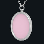 Collar Plateado Conciencia sobre el cáncer de mama color sólido ro<br><div class="desc">Concienciación sobre el cáncer de mama mes luz color liso rosa sólido color moderno elegante collar lindo. Puede personalizarlo con su propio texto. El color es modificable. Durante el Mes de Concienciación sobre el Cáncer de Mama en octubre y a lo largo del año, la gente usa cintas rosas para...</div>