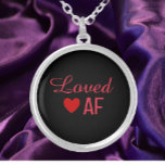 Collar Plateado Corazón Rojo Cute Amante AF<br><div class="desc">Diseño de AF ACOGEDOR con corazón rojo y letras.</div>