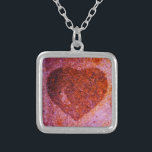 Collar Plateado corazón rosa coral<br><div class="desc">Personaliza el amor al corazón púrpura Personaliza el amor al corazón púrpura. Foto de Sandy Closs Valentine, Valentines, "El día de San Valentín", corazón rojo, púrpura, amor, corazones, amantes, bodas, bodas, plantilla de Personalizados de romance o Listo, tal como viene: Personaliza con tu propio nombre, patrón, diseño, cita, monograma o...</div>