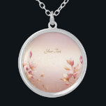 Collar Plateado Cuello floral de hojas doradas rosadas<br><div class="desc">Hermosas hojas doradas rosadas collares</div>