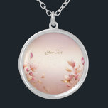 Collar Plateado Cuello floral de hojas doradas rosadas<br><div class="desc">Hermosas hojas doradas rosadas collares</div>