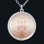 Collar Plateado Cuello floral de hojas doradas rosadas<br><div class="desc">Hermosas hojas doradas rosadas collares</div>