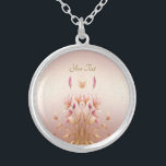 Collar Plateado Cuello floral de hojas doradas rosadas<br><div class="desc">Hermosas hojas doradas rosadas collares</div>