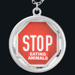 Collar Plateado Dejar de comer animales Vegetarianos<br><div class="desc">Deja de comer animales Perfecto para los animales que aman el Vegan o el Vegetariano en tu vida.</div>