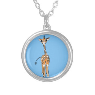 Collar Plateado Dibujo de una jirafa cutánea, animales de safari