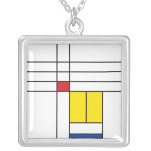 Collar Plateado Diseño de arte moderno Mondrian II Minimalista De 