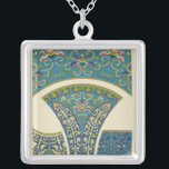 Collar Plateado Diseños orientales azules con caras sonrientes<br><div class="desc">Este impresionante artículo está conformado por magníficos diseños orientales azules y estampados florales. Las caras sonrientes te miran desde los diseños. ¡Compra una copia hoy!</div>
