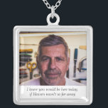 Collar Plateado El cielo, padre del Boda de fotografía de novia<br><div class="desc">Usa este hermoso collar conmemorativo del padre de la novia en tu día de boda para sentir el amor que compartiste con él y mantenerlo cerca en tu día especial. Añade tu propio texto especial, o usa la frase como se muestra "Sé que estarías aquí hoy si el cielo no...</div>
