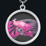 COLLAR PLATEADO ELEGANTE PICOCA EN ROSA, FUCHSIA Y NEGRO<br><div class="desc">Diseño colorido y elegante con brillantes piedras en 3D Diseño gráfico digital de Bulgan Lumini . Parte de la nueva colección ARCADIA .</div>