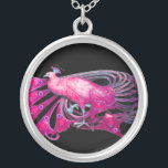 COLLAR PLATEADO ELEGANTE PICOCA EN ROSA, FUCHSIA Y NEGRO<br><div class="desc">Diseño colorido y elegante con brillantes piedras en 3D Diseño gráfico digital de Bulgan Lumini . Parte de la nueva colección ARCADIA .</div>
