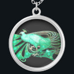 COLLAR PLATEADO ELEGANTE PICOCA EN VERDE Y NEGRO<br><div class="desc">Diseño colorido y elegante con brillantes piedras en 3D Diseño gráfico digital de Bulgan Lumini . Parte de la nueva colección ARCADIA .</div>