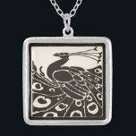COLLAR PLATEADO ELEGANTE ROSA BLANCA NEGRA<br><div class="desc">Elegante pavo real Art Nouveau en blanco y negro</div>