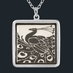 COLLAR PLATEADO ELEGANTE ROSA BLANCA NEGRA<br><div class="desc">Elegante pavo real Art Nouveau en blanco y negro</div>