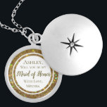 Collar Plateado Encanto del purpurina del oro usted será criada<br><div class="desc">¡Usted está planeando el día más especial de su vida y este collar atractivo de la plata de la mirada del purpurina del oro hará a su criada potencial de la sensación del honor extraordinariamente especial también!!! Esta invitación es una manera única y de la diversión de pedir que sus...</div>