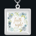 Collar Plateado Está bien - Caminar por la fe no a la vista<br><div class="desc">Es bueno que Studio W. Presenta una hermosa frontera floral con la frase "Caminar por la fe,  no a la vista".</div>