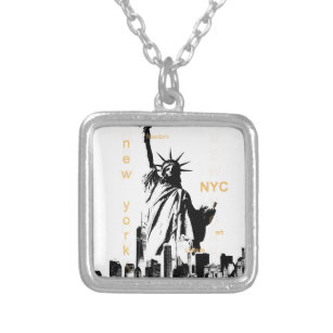 Collar Plateado Estatua de la Libertad de Nueva York Ny Nyc