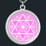 Collar Plateado Estrella rosa brillante de David<br><div class="desc">El diseño de la estrella de David es muy divertido.</div>