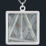 Collar Plateado Estructura industrial | Puente<br><div class="desc">Esta impresión de una estructura industrial fue creada por Jennifer Goldberger y se asemeja a los cruces de un puente. Esta estructura gris se representa de forma magnífica,  lo que hace que quiera recorrer su envergadura y ver qué hay en el otro lado. ¡Elige los tuyos!</div>